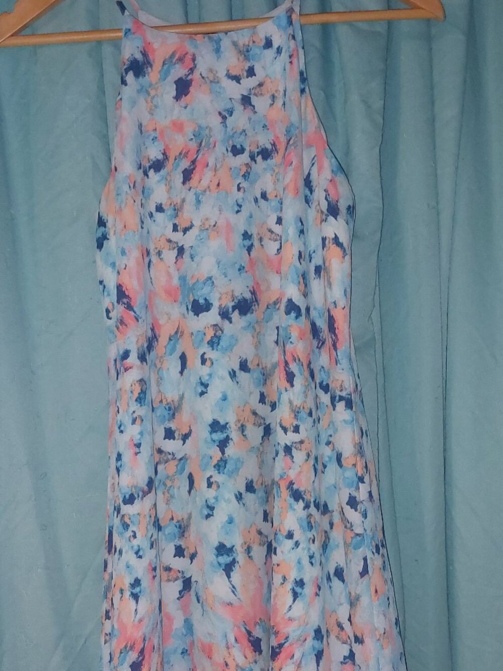 Decree Watercolor Sleeveless Halter Dress Small
